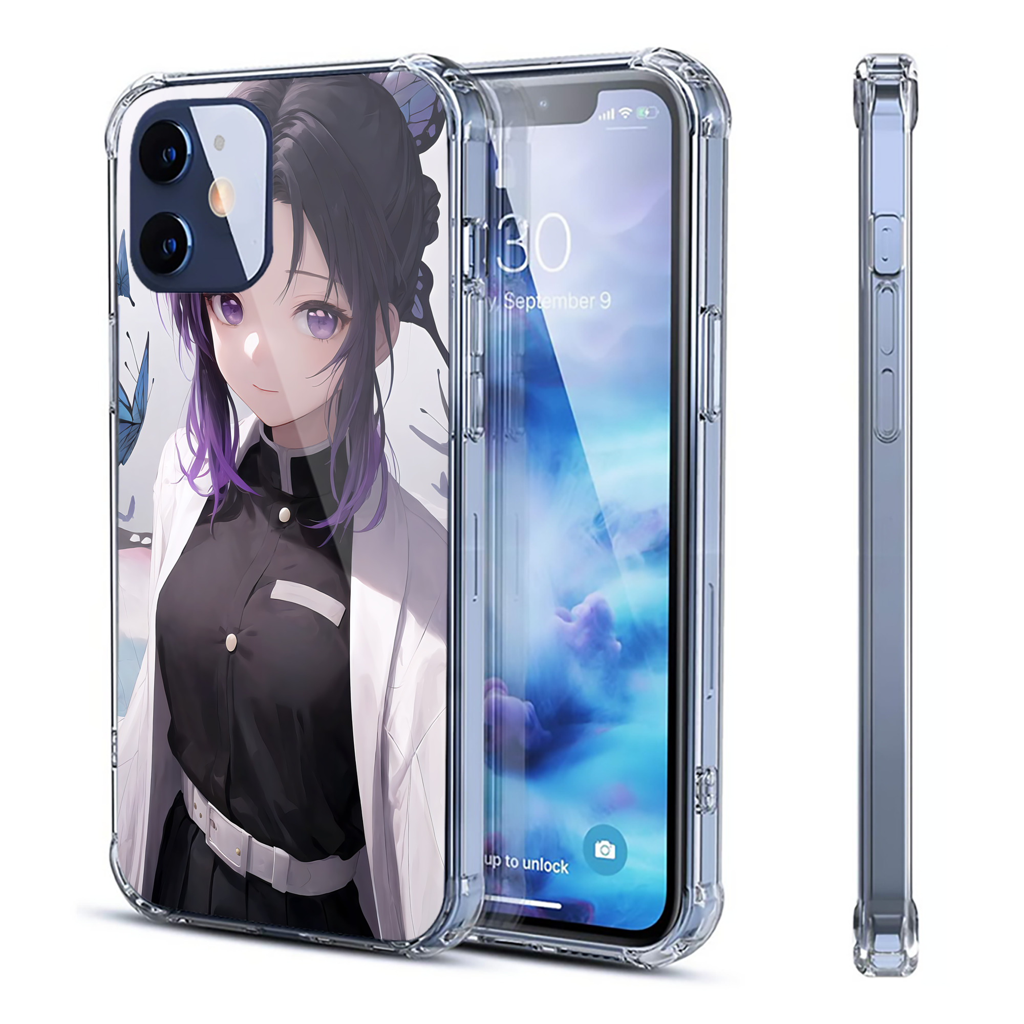 （画像用） 鬼滅の刃（きめつのやいば）蟲柱-胡蝶 しのぶ／こちょう しのぶ Kochou Shinobu 【iPhone 12シリーズ対応】透明スマホケース（クリアソフトケース）